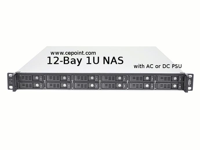 1U rackmount 72TB storage, RAID-5, remote SNMP monitor,, 48V DC